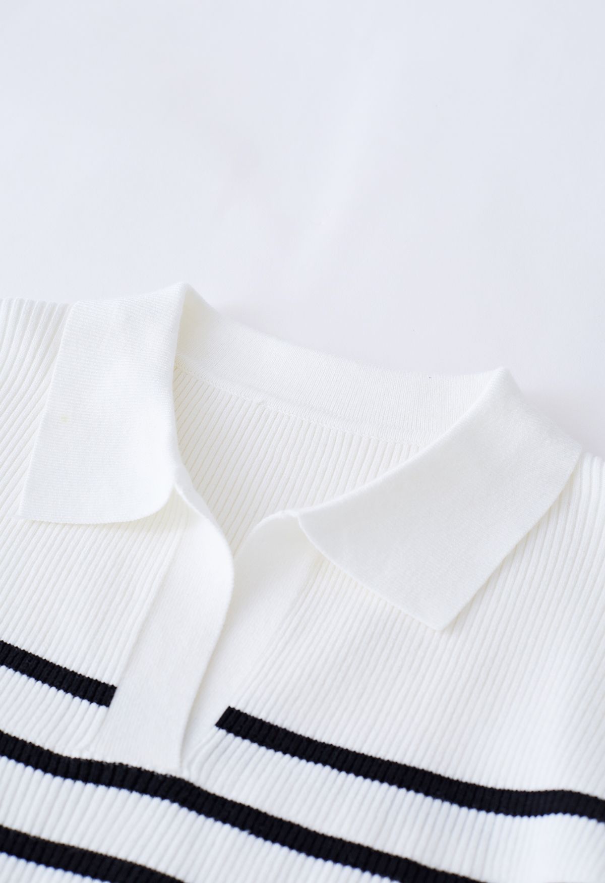 Stripe Knit Spliced Hi-Lo Shirt in White