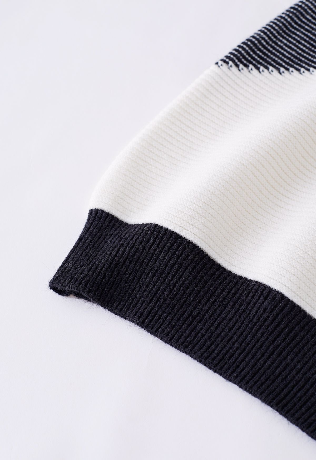 Mock Neck Color Blocked Knit Sweater in Black