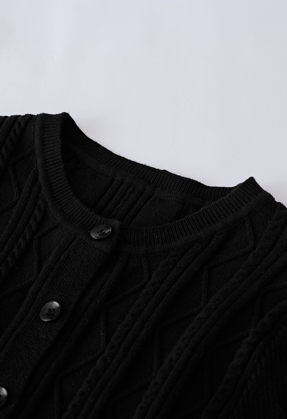 Mock Neck Ribbed Knit Twinset Top in Black