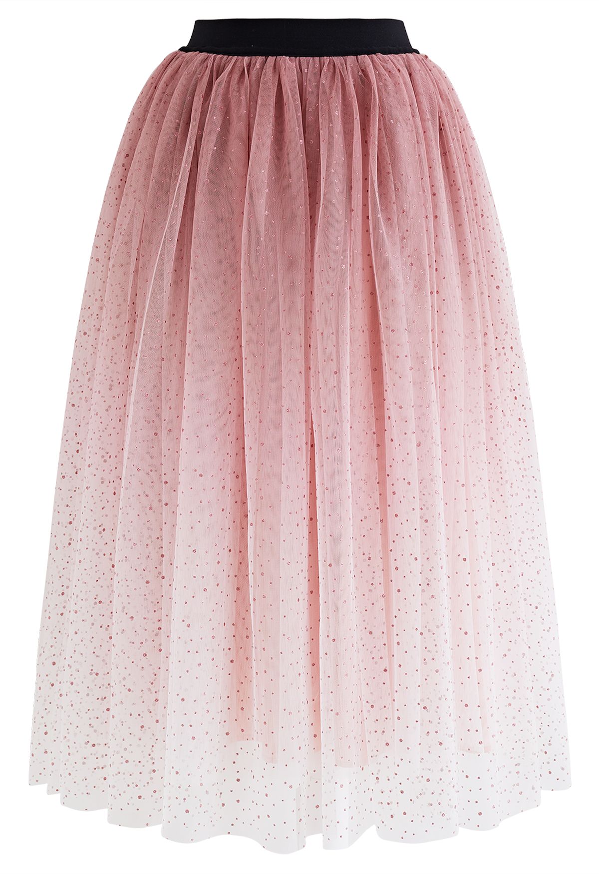 Festive Sparkle Ombre Tulle Midi Skirt in Pink - Retro, Indie and ...