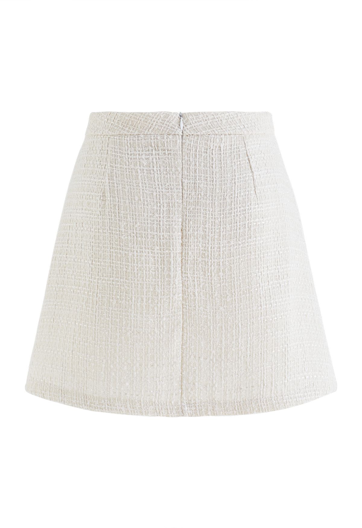 Glimmer Flare Pleated Tweed Skorts in Cream