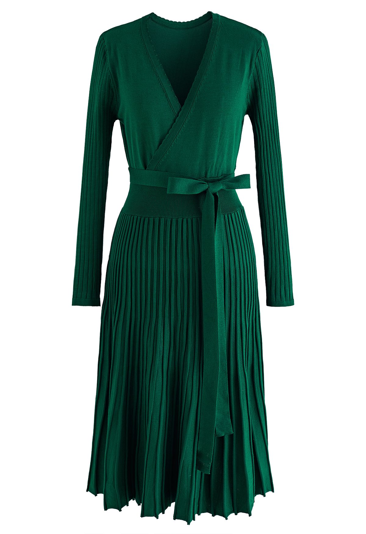 Embrace a Lithe Knitted Dress in Emerald - Retro, Indie and Unique Fashion