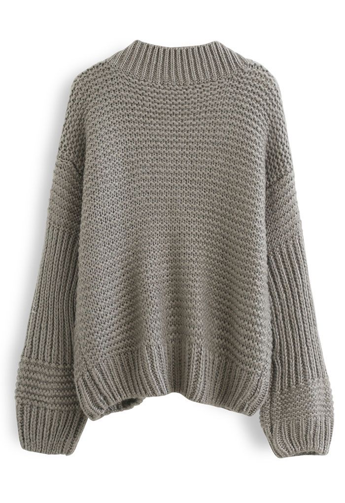 Exaggerated Button Chunky Knit Cardigan in Taupe - Retro, Indie and ...