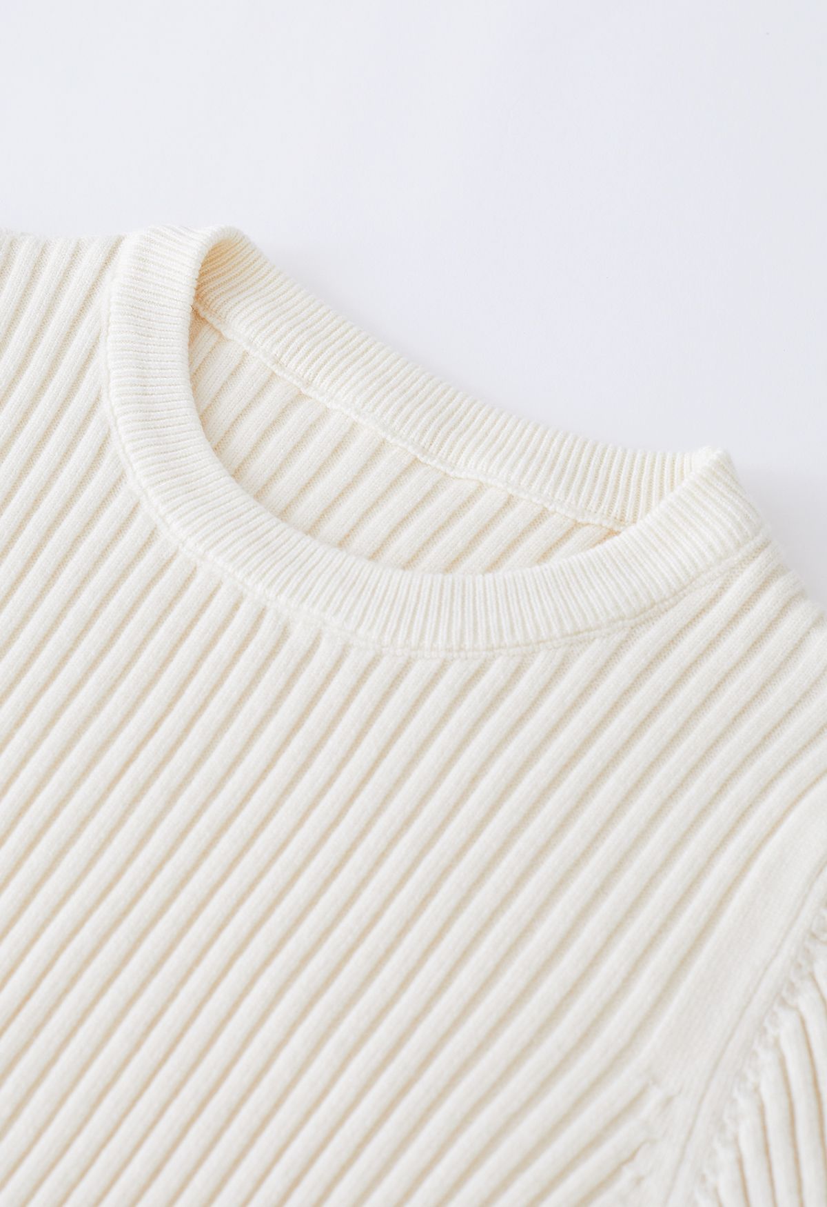 Ribbed Texture Frilling Midi Dress in Cream - Retro, Indie and Unique ...