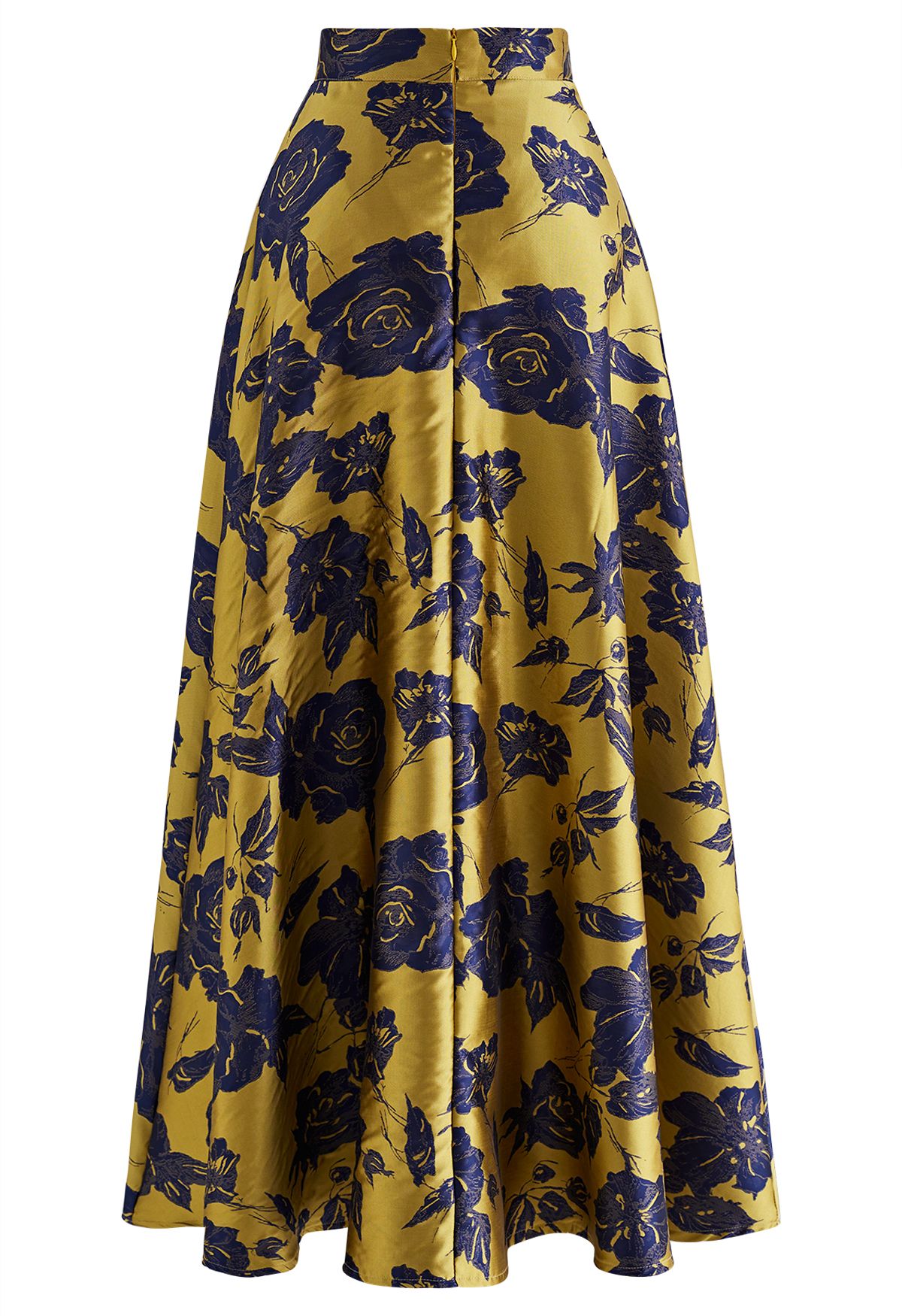 Golden Glamour Rose Jacquard Maxi Skirt