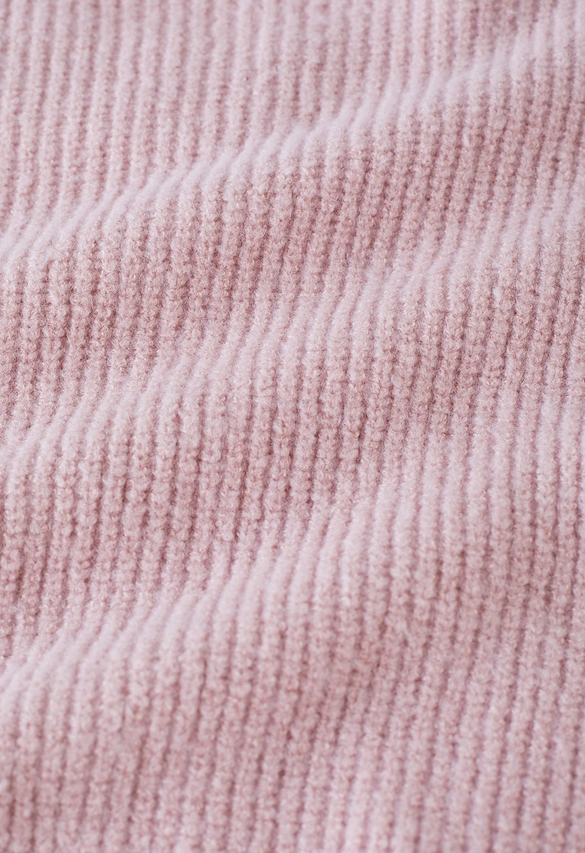 Self-Tie Knot Round Neck Knit Sweater in Pink