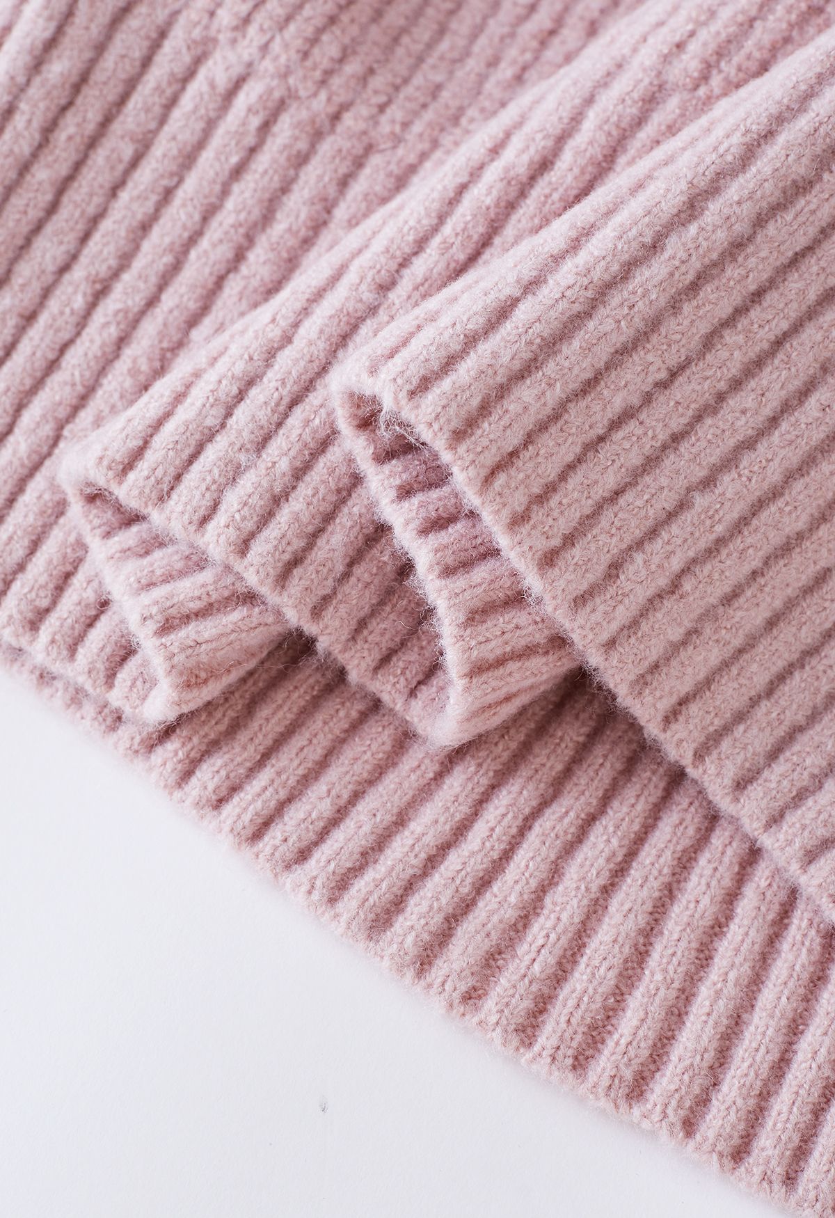 Self-Tie Knot Round Neck Knit Sweater in Pink