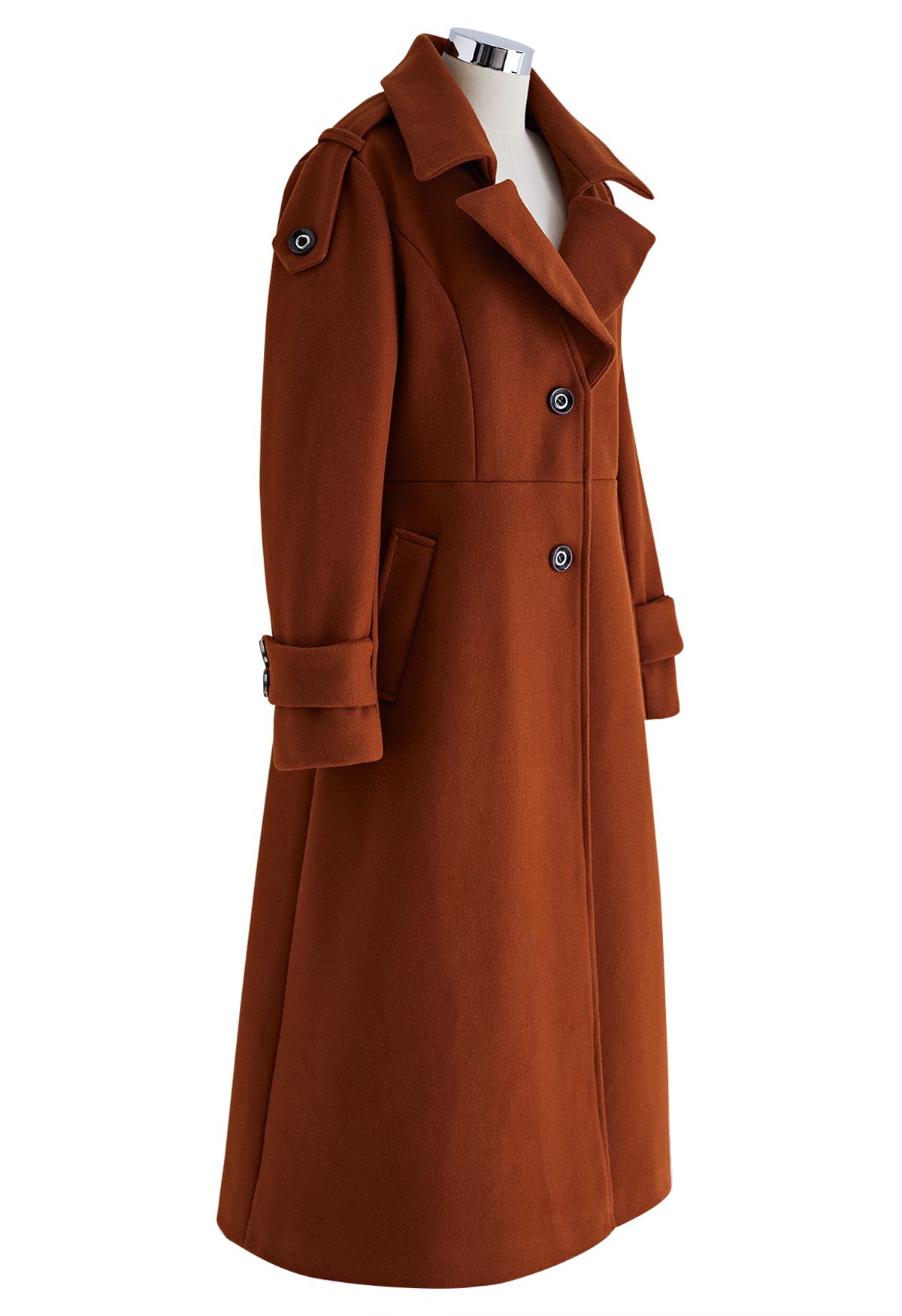 Notch Lapel Wool-Blend Flare Longline Coat