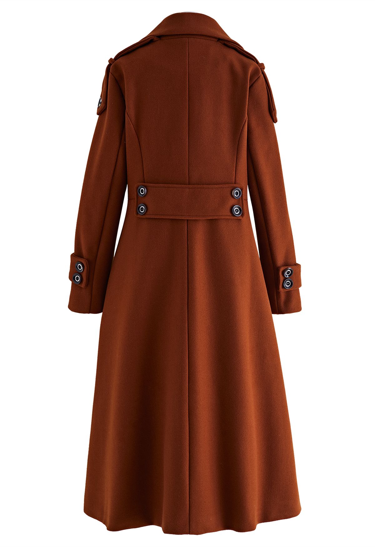 Notch Lapel Wool-Blend Flare Longline Coat