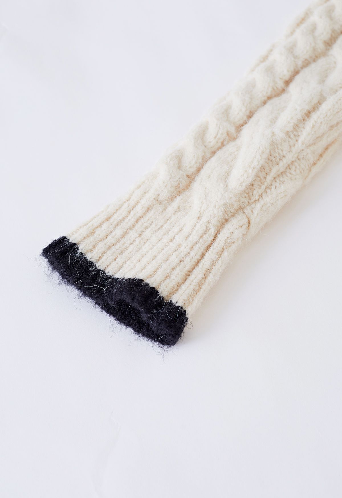 Contrast Edge Cable Knit Longline Sweater