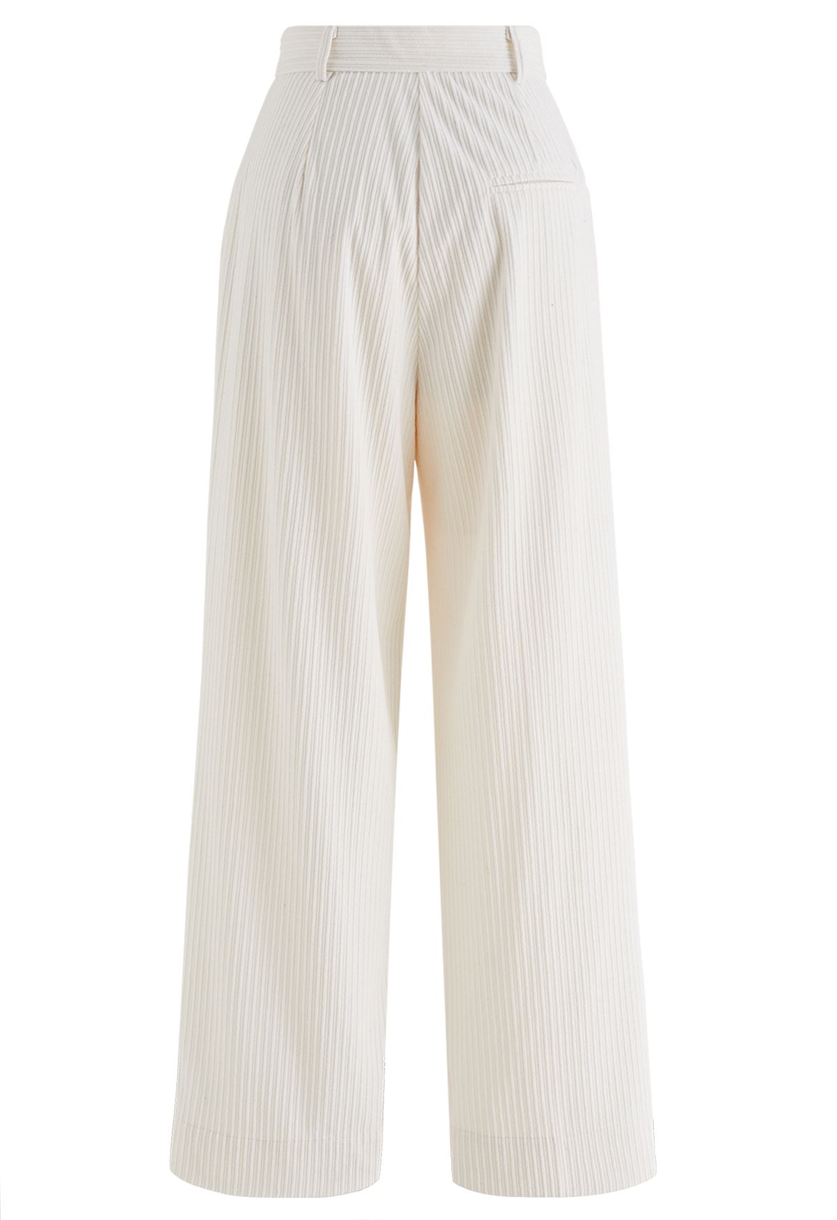 Corduroy Straight-Leg Pants in Ivory