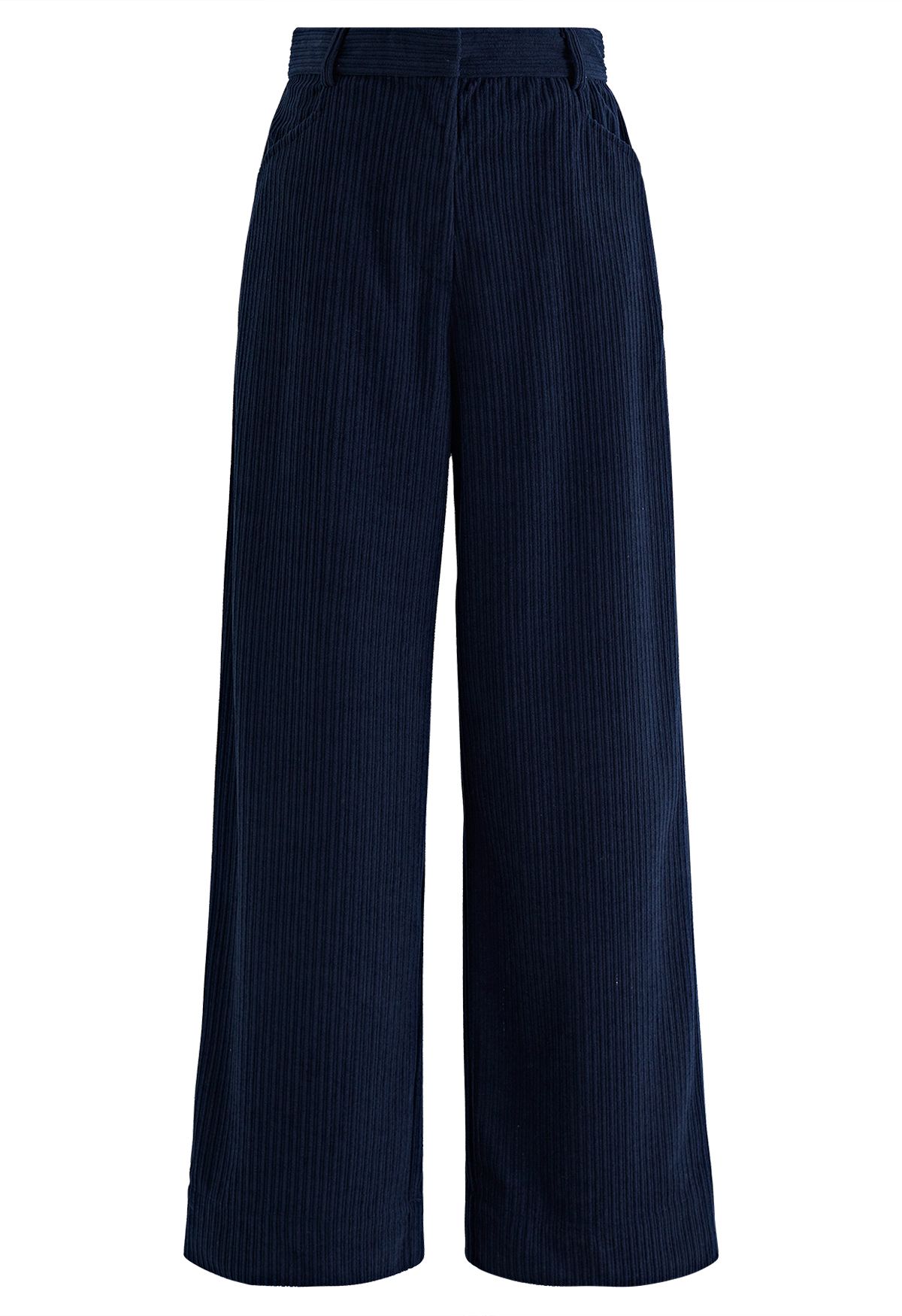 Corduroy Straight-Leg Pants in Navy