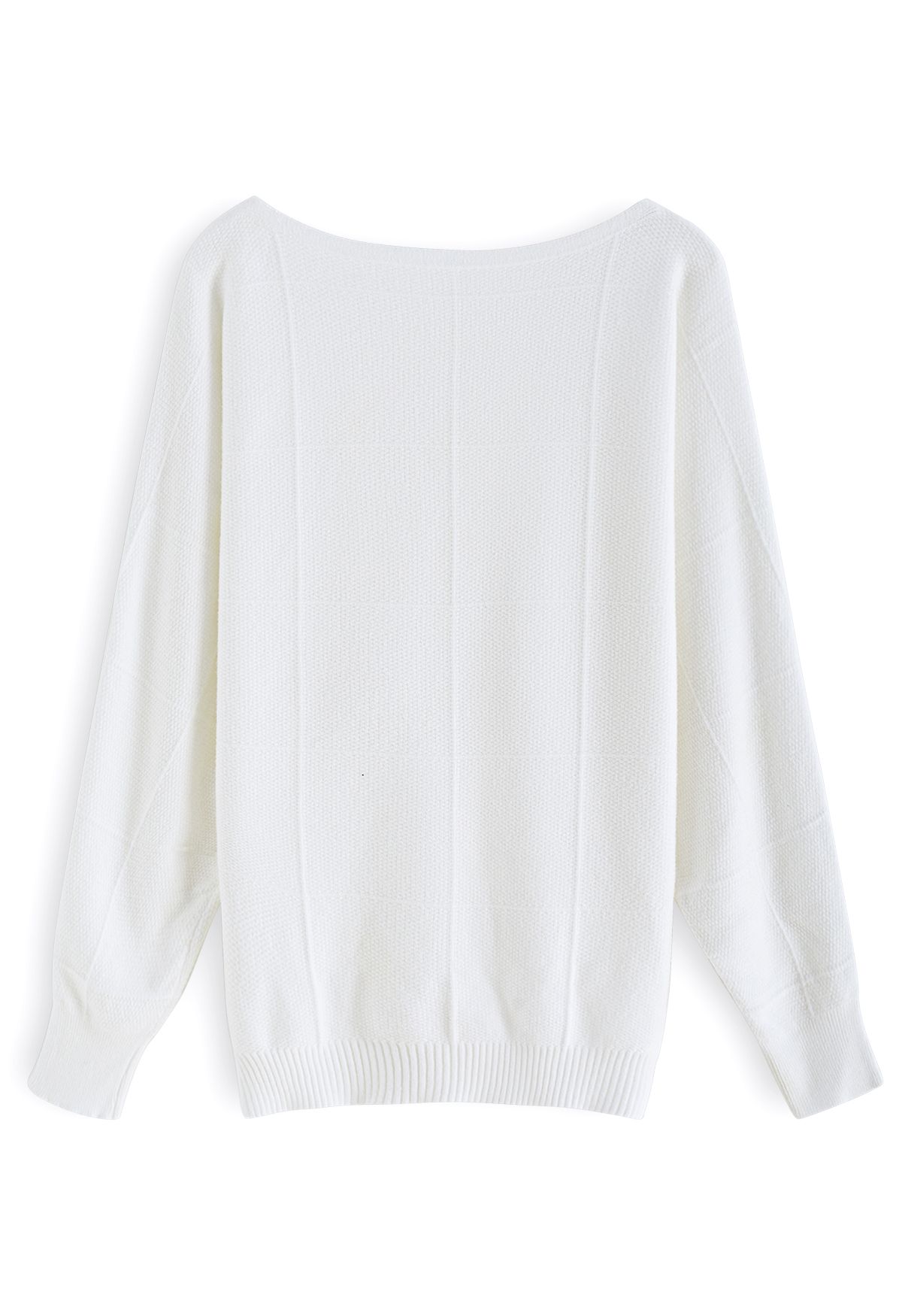 Cozy Boat Neck Batwing Sleeve Sweater in White - Retro, Indie and ...