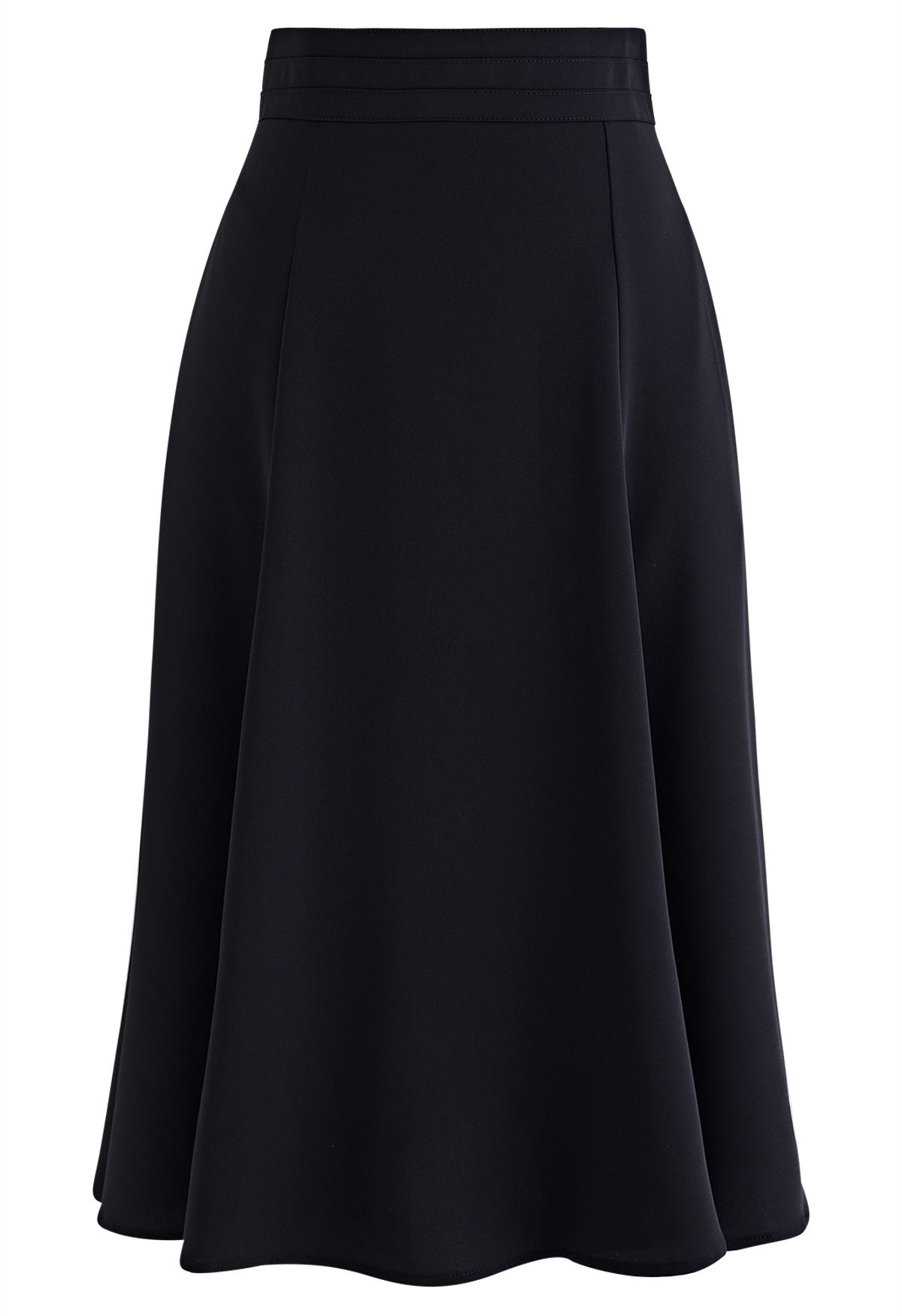 Black High Waist Flare Midi Skirt