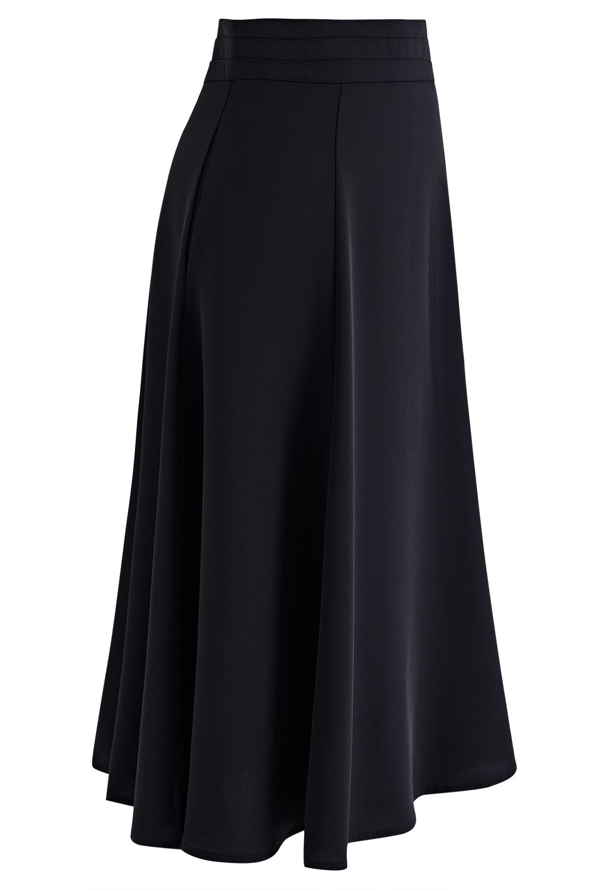 Black High Waist Flare Midi Skirt