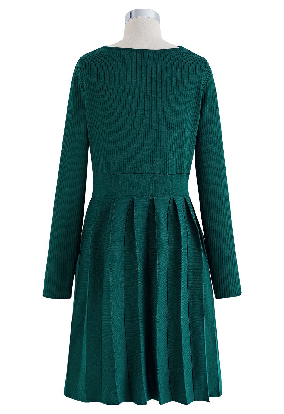 Wrap Pleated Knit Midi Dress