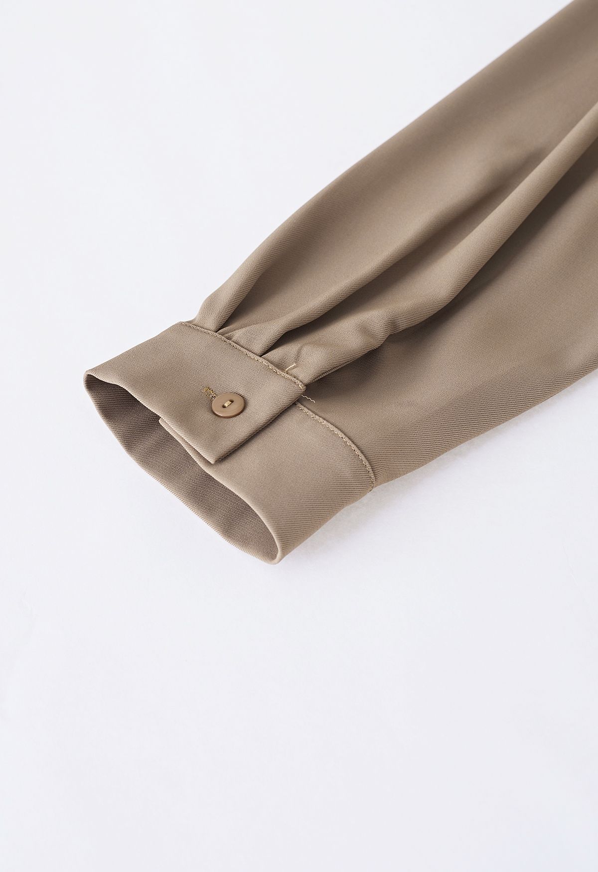 Brown Pointed Collar Tie-Waist Shirt