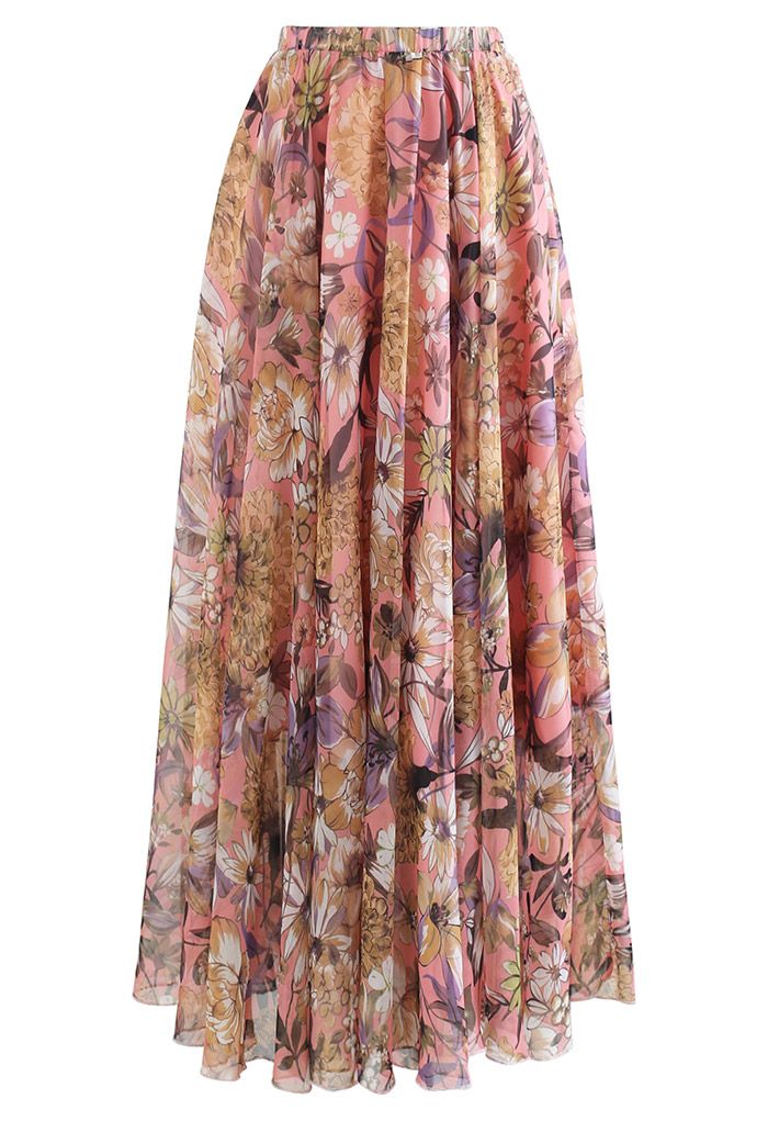 Hydrangea Watercolor Maxi Skirt in Mustard - Retro, Indie and Unique ...