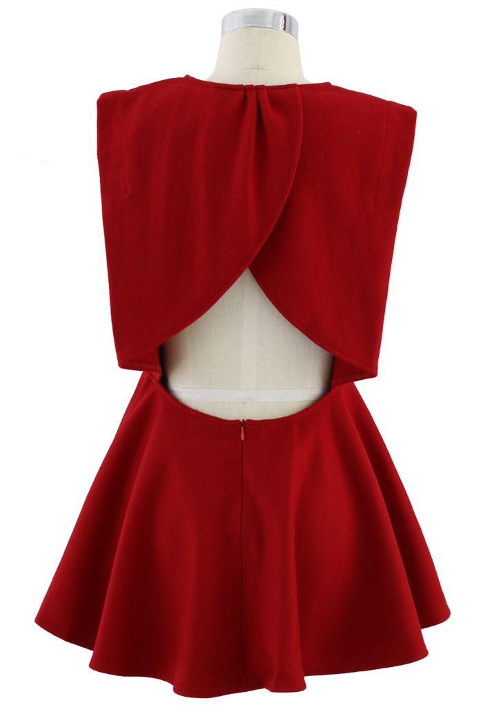 Open Back Skater Dress in Red