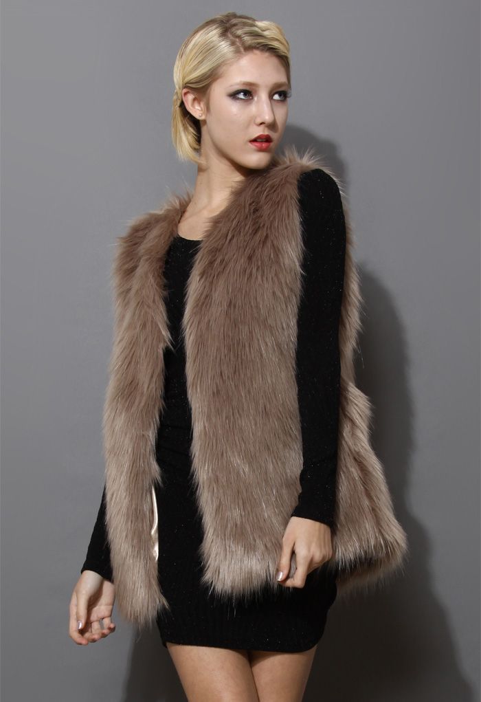 Brown Faux Fur Vest - Indie and Unique Fashion