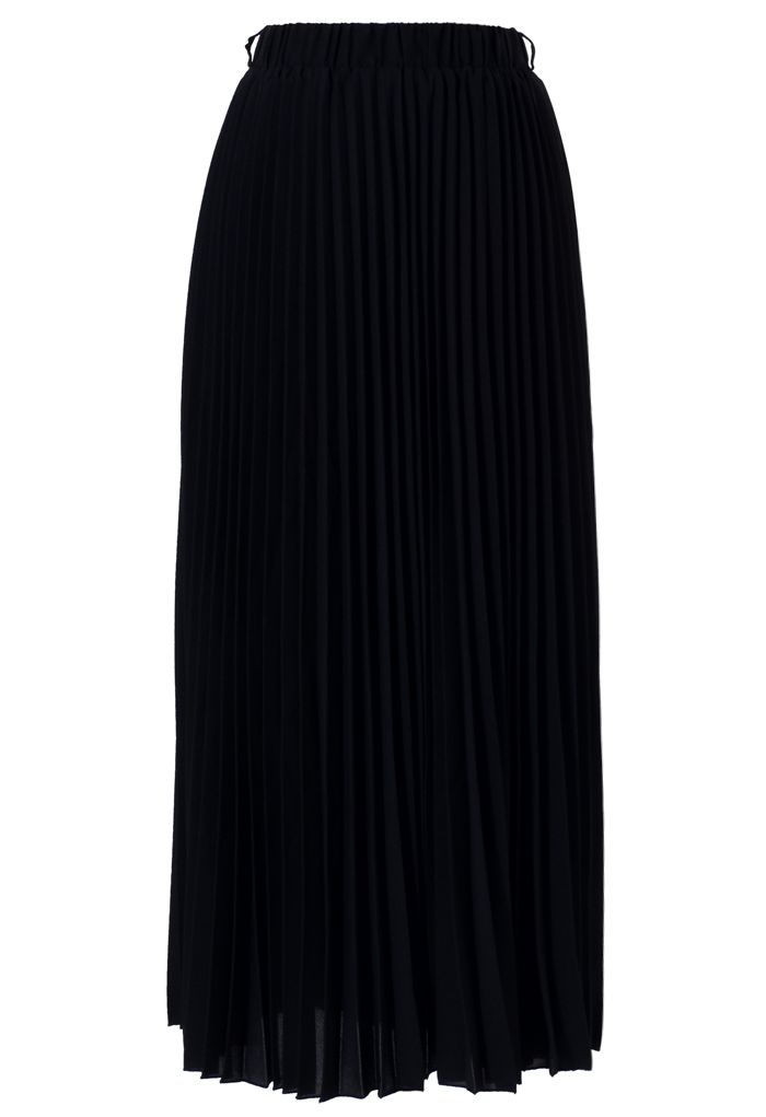 Chiffon Black Pleated Maxi Skirt - Retro, Indie and Unique Fashion