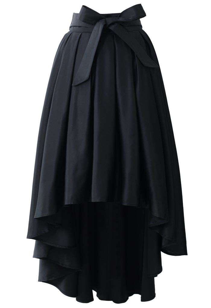 Bowknot Asymmetric Waterfall Skirt in Black - Retro, Indie and Unique ...