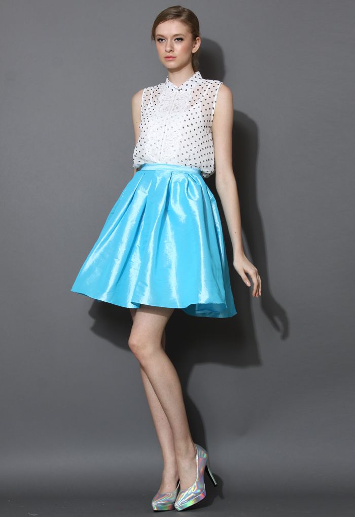 Sky Blue A-line Midi Skirt