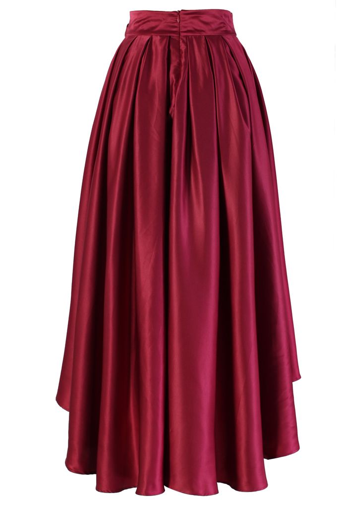 Bowknot Asymmetric Waterfall Skirt in Wine Red - Retro, Indie and ...