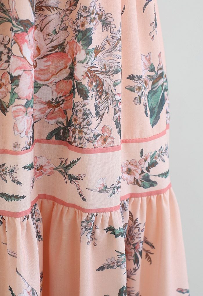 Blush Bouquet Printed Tie-Strap Maxi Dress