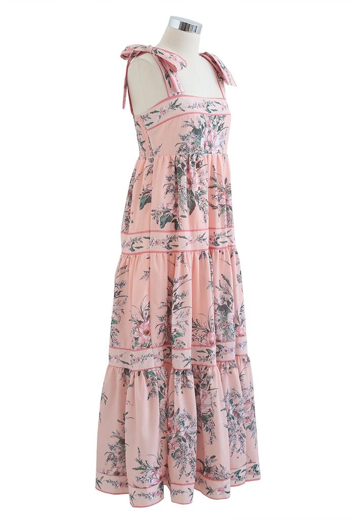 Blush Bouquet Printed Tie-Strap Maxi Dress