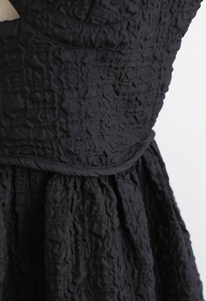 Sweetheart Neck Embossed Cami Dress in Black