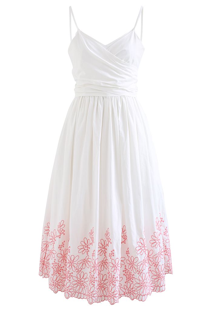 Tie-Knot Back Embroidered Cami Dress