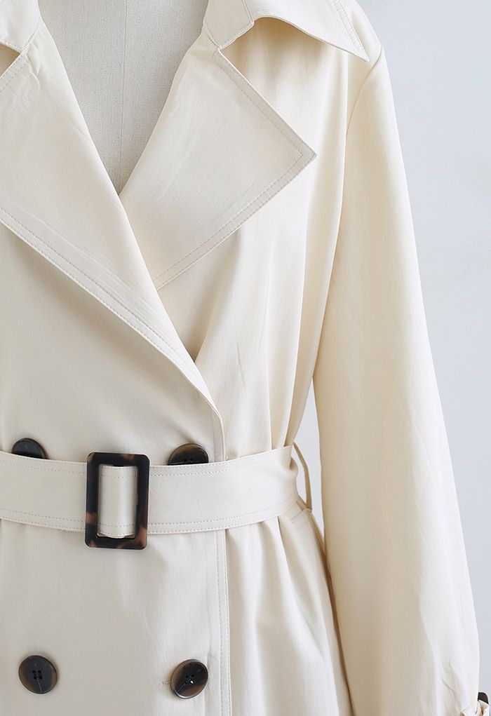 Creamy Double-Breasted Trench Coat - Retro, Indie and Unique Fashion