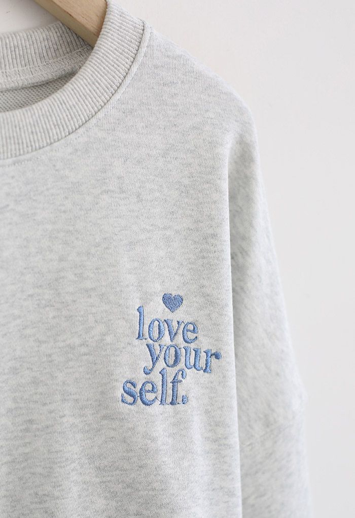 Love Yourself Slouchy Sweatshirt in Grey