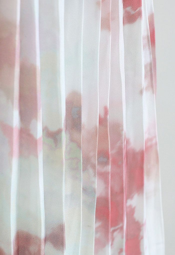 Tie Dye Watercolor Pleated Maxi Skirt