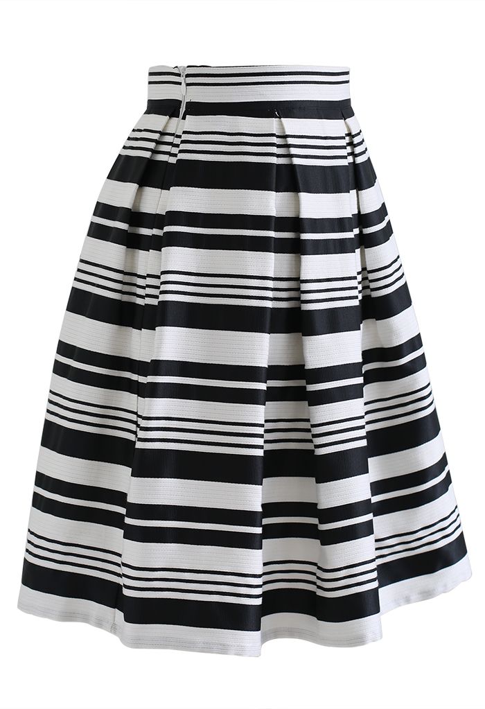 Black Stripe Pleated Skirt - Retro, Indie and Unique Fashion