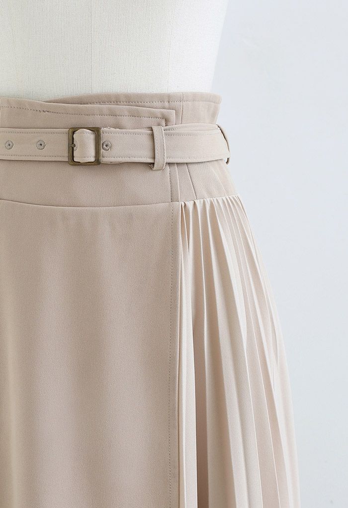 Back Pocket Belted Flap Pleated Skirt - Retro, Indie and Unique Fashion