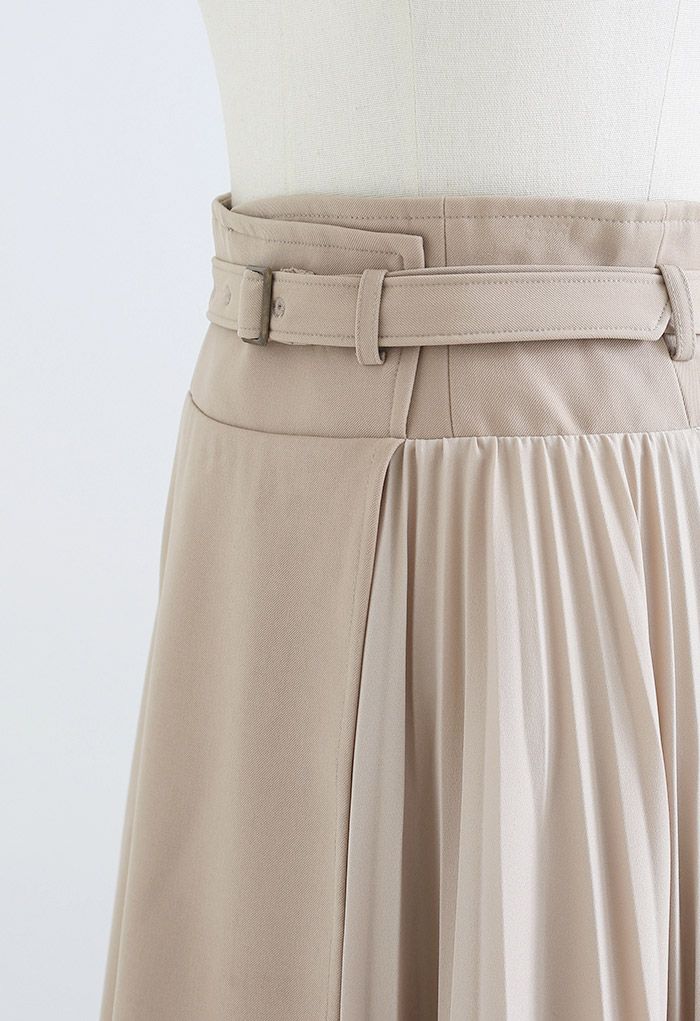 Back Pocket Belted Flap Pleated Skirt - Retro, Indie and Unique Fashion