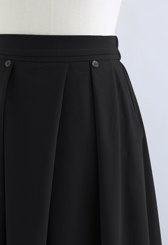 Side Pocket Pleated Skirt in Black - Retro, Indie and Unique Fashion