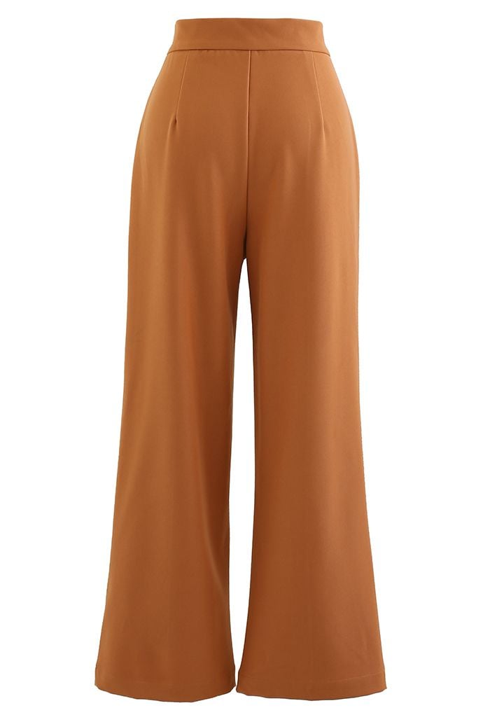 Seamed Front Straight Leg Pants in Orange