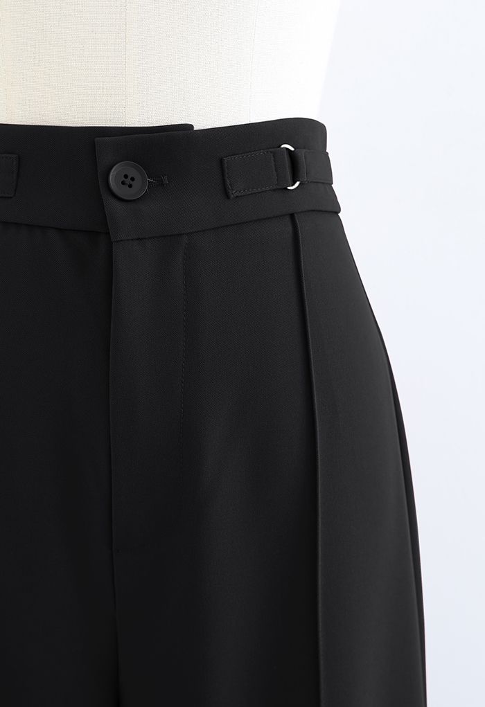 Seamed Front Straight Leg Pants in Black