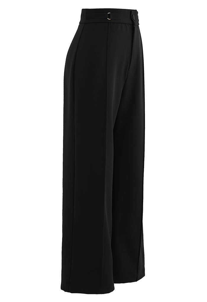 Seamed Front Straight Leg Pants in Black