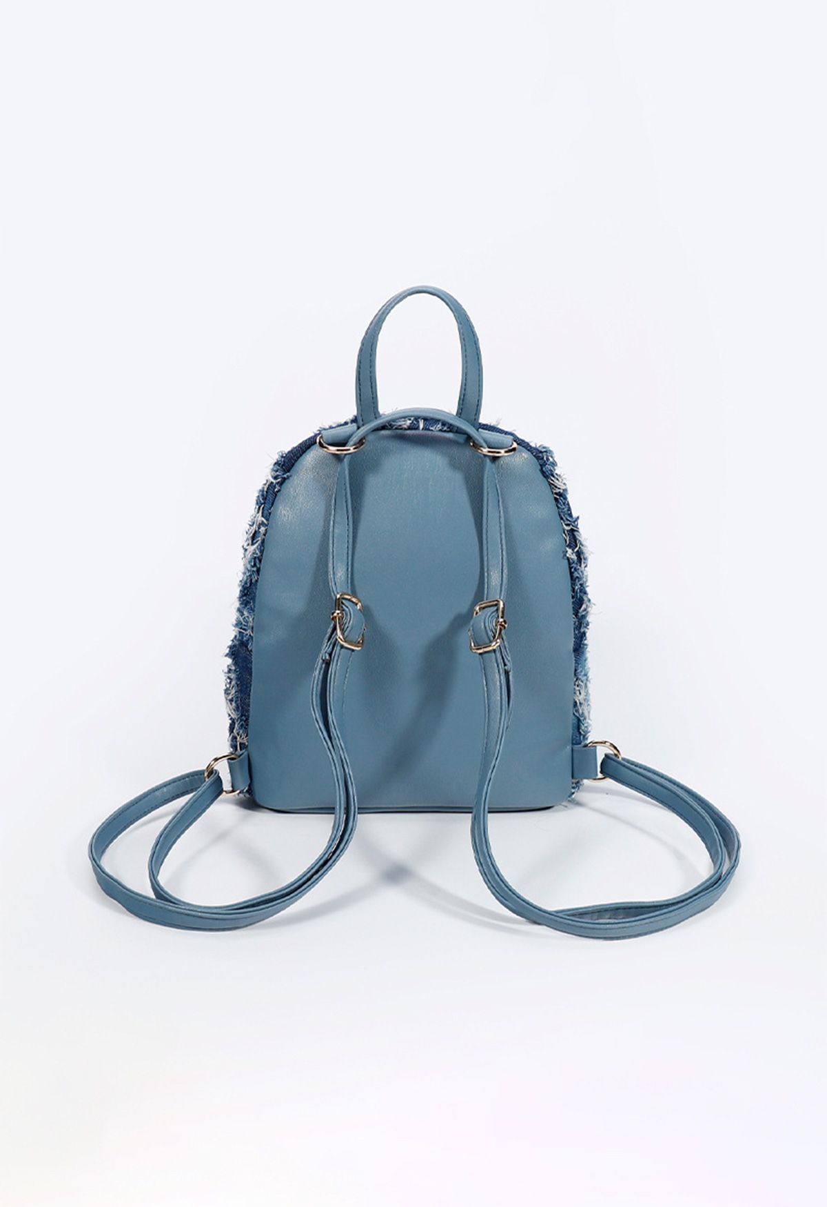 Diamond Tassel Trim Denim Backpack