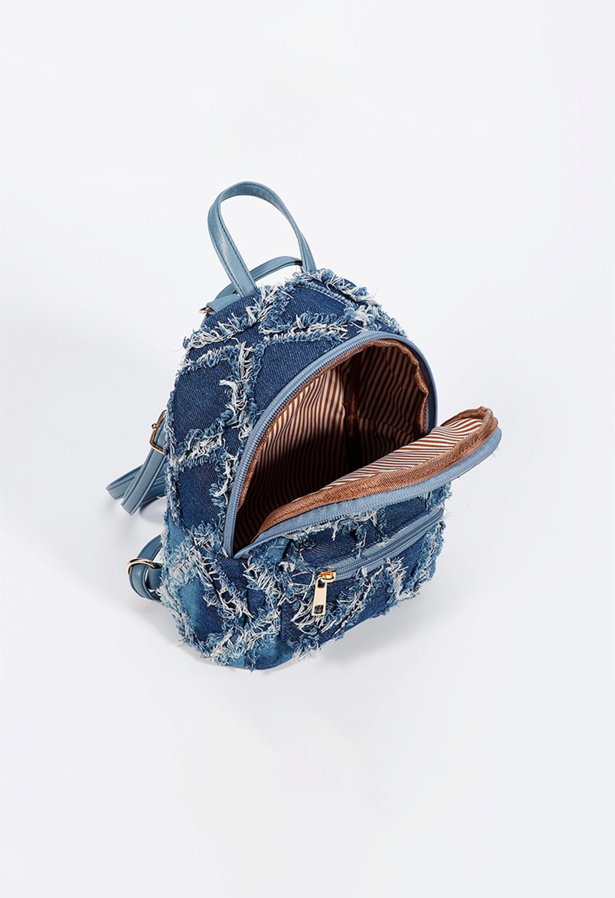 Diamond Tassel Trim Denim Backpack