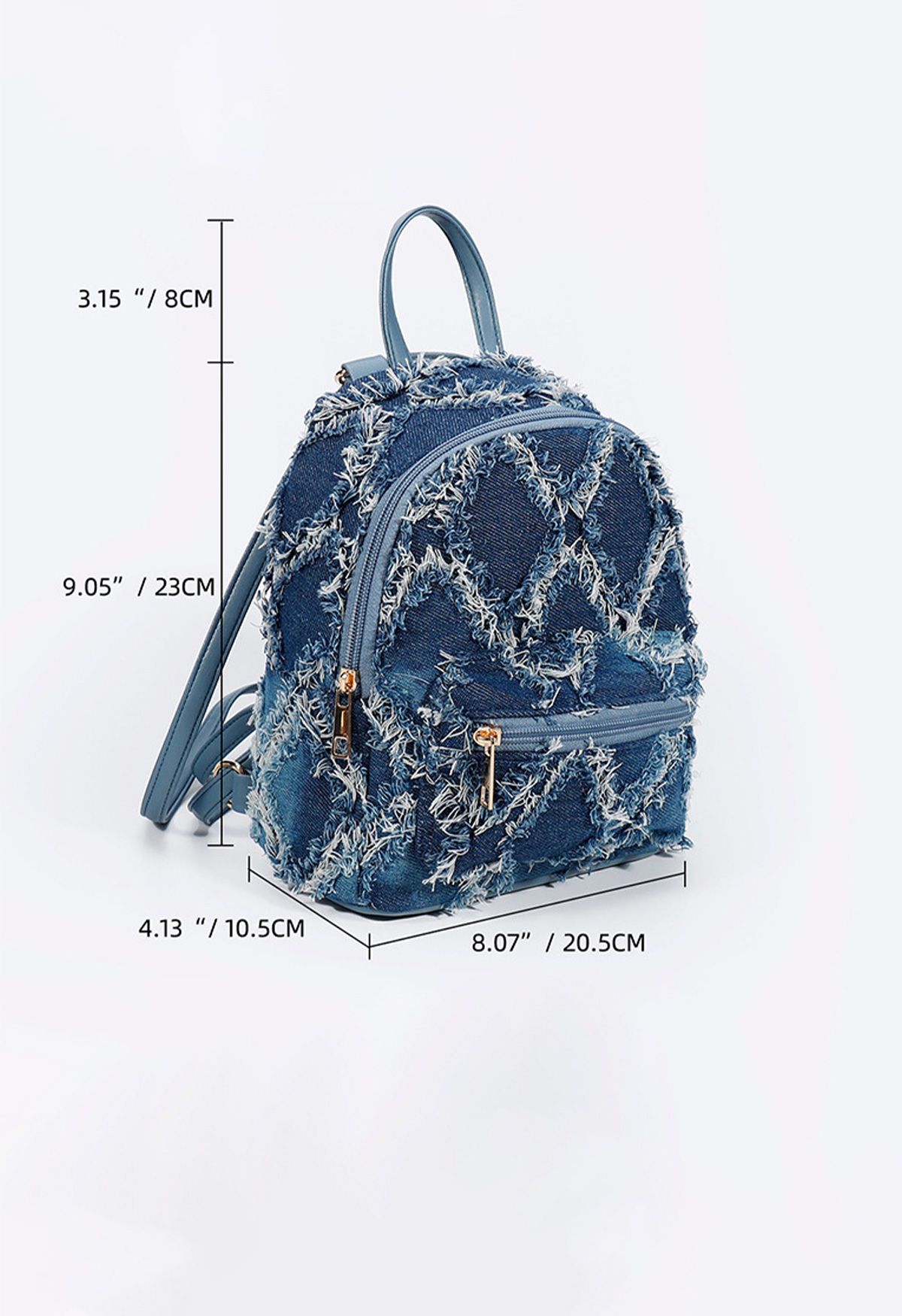 Diamond Tassel Trim Denim Backpack