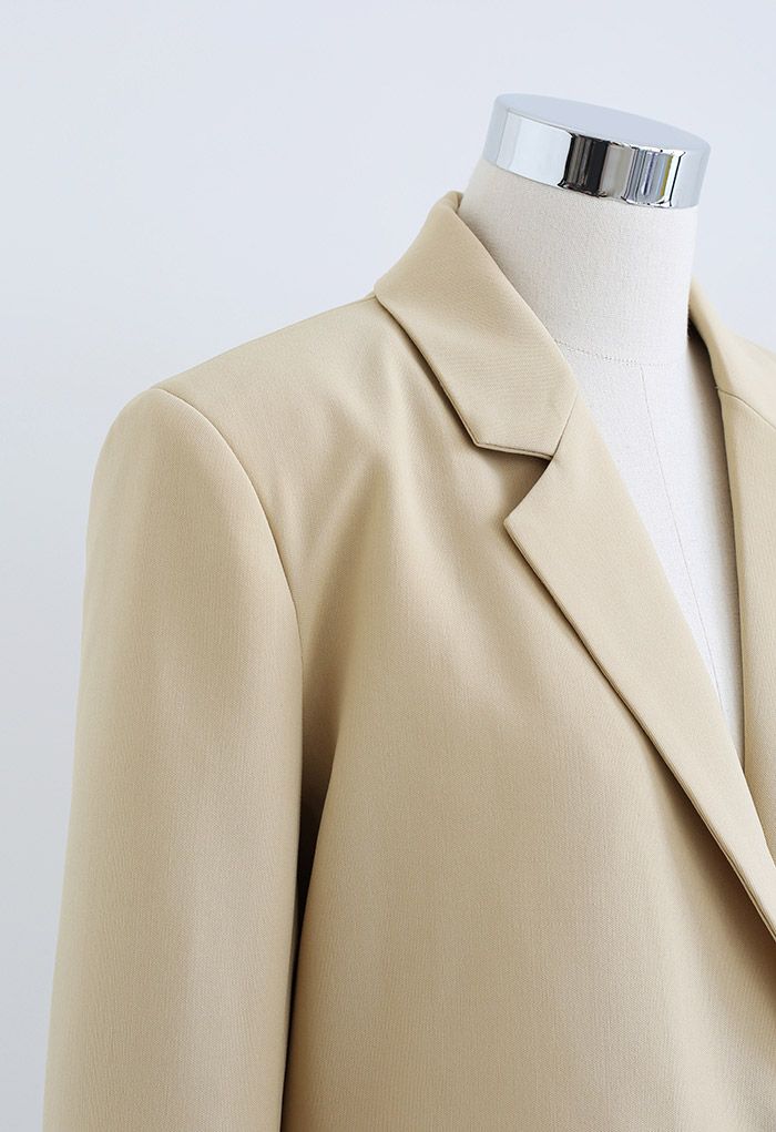 Split Back Buttoned Crop Blazer in Light Yellow - Retro, Indie and ...