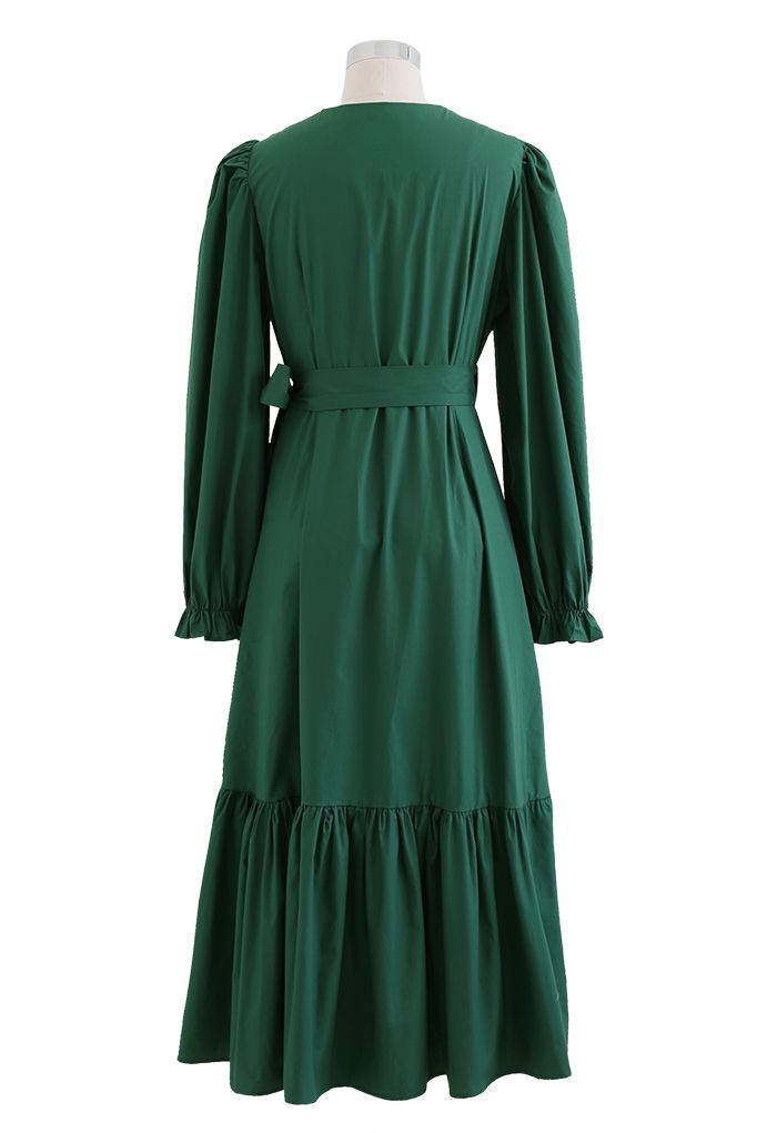 Ruffled asymmetric cotton dress