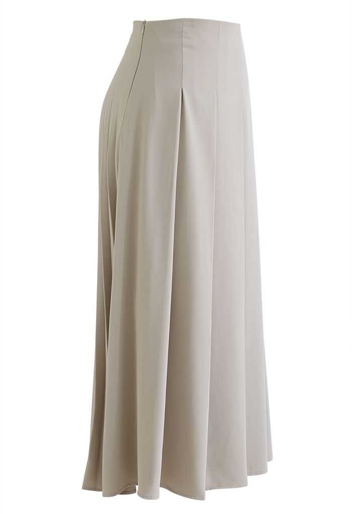 Back-to-Front Pleated A-Line Maxi Skirt in Sand - Retro, Indie and ...