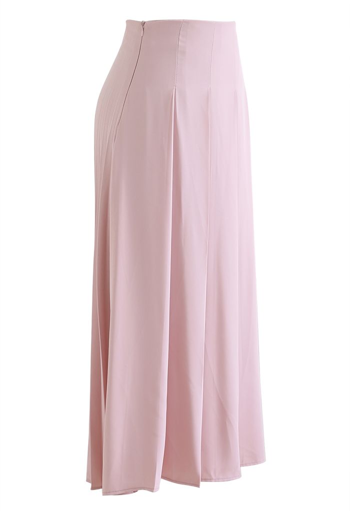Back-to-Front Pleated A-Line Maxi Skirt in Pink - Retro, Indie and ...