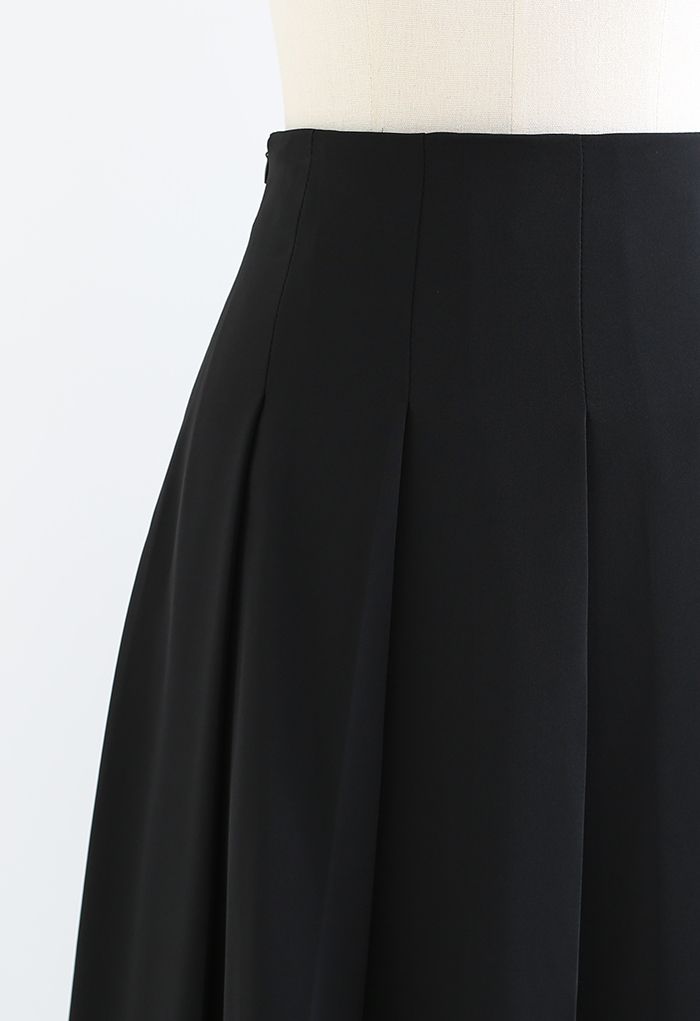 Back-to-Front Pleated A-Line Maxi Skirt in Black - Retro, Indie and ...